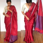 Maroon Linen Saree - Image 2