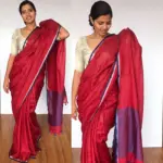 Maroon Linen Saree - Image 3