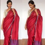 Maroon Linen Saree - Image 4