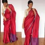 Maroon Linen Saree