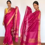 Hot Pink Pure Kota Tussar Silk Saree - Image 5