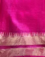 Hot Pink Pure Kota Tussar Silk Saree - Image 6