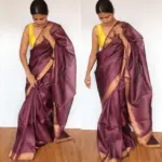 Burgundy Pure Kota Tussar Silk Saree - Image 2