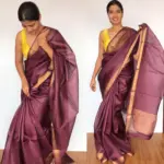 Burgundy Pure Kota Tussar Silk Saree - Image 4