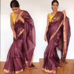 Burgundy Pure Kota Tussar Silk Saree - Image 5