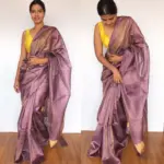 Lilac Pure Tussar Silk Saree with Tissue Silk Zari Weaves - Image 2