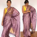 Lilac Pure Tussar Silk Saree with Tissue Silk Zari Weaves - Image 3