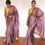 Lilac Pure Tussar Silk Saree with Tissue Silk Zari Weaves - Image 5