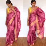Onion Pink Pure Tussar Silk Saree - Image 3