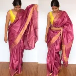 Onion Pink Pure Tussar Silk Saree - Image 5