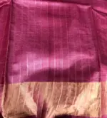 Onion Pink Pure Tussar Silk Saree - Image 2
