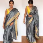 Grey Pure Tussar Silk Saree - Image 3