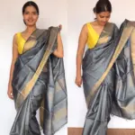 Grey Pure Tussar Silk Saree - Image 5