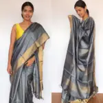 Grey Pure Tussar Silk Saree - Image 6
