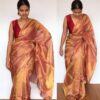 Red Tussar Silk Saree with Tissue Silk Zari Weaves