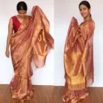 Red Pure Tussar Silk Saree with Tissue Silk Zari Weaves - Image 4