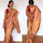 Red Pure Tussar Silk Saree with Tissue Silk Zari Weaves - Image 5