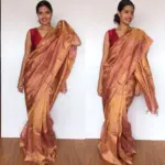 Red Pure Tussar Silk Saree with Tissue Silk Zari Weaves - Image 6