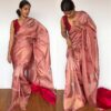 Blush Pink Kanjivaram Silk Saree with Silver Zari Weaves