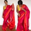 Pink Kanjivaram Silk Saree with Handwoven Zari Buttas