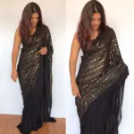 Black Georgette Saree Embroidered with Beautiful Sequins - Image 2