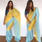 Yellow Dual Shaded Georgette Saree - Image 6