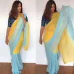 Yellow Dual Shaded Georgette Saree - Image 2