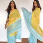 Yellow Dual Shaded Georgette Saree - Image 3