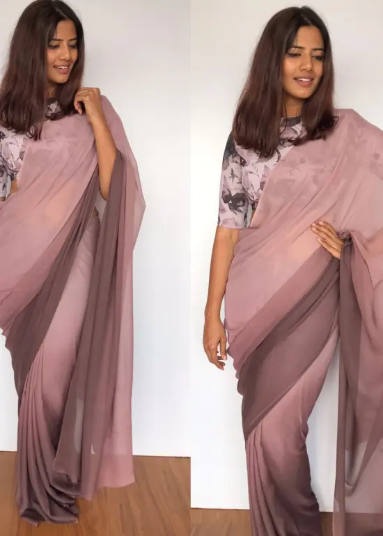 Mauve Ombre Dual Shaded Georgette Saree