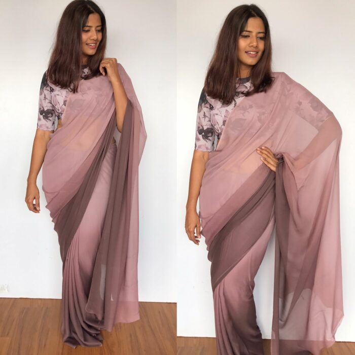 Mauve Ombre Dual Shaded Georgette Saree