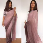 Mauve Ombre Dual Shaded Georgette Saree - Image 4