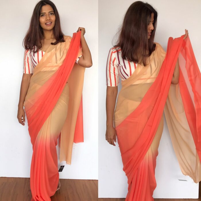 Orange Ombre Georgette Saree with Blouse