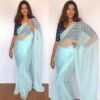 Baby Blue Chiffon Saree with Badla work