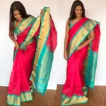 Pink Mangalagiri Pattu Sarees with Kanchi Border - Image 3