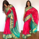 Pink Mangalagiri Pattu Sarees with Kanchi Border - Image 4