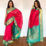 Pink Mangalagiri Pattu Sarees with Kanchi Border - Image 6