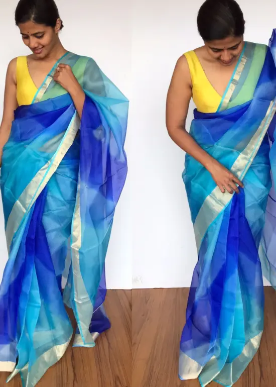 Dark Blue Pure Kota Silk Saree