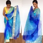 Dark Blue Pure Kota Silk Saree - Image 2