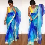 Dark Blue Pure Kota Silk Saree - Image 4