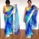 Dark Blue Pure Kota Silk Saree - Image 3