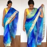 Dark Blue Pure Kota Silk Saree - Image 5
