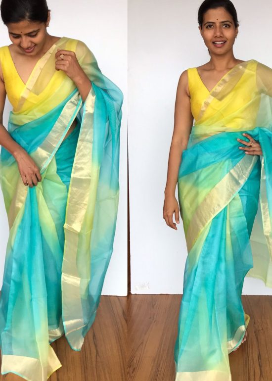 Pure Blue Kota Silk Saree