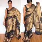 Gold Kora Silk Saree with Gold Zari Weaves