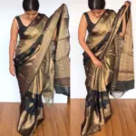 Gold Kora Silk Saree with Gold Zari Weaves - Image 5