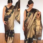Gold Kora Silk Saree with Gold Zari Weaves - Image 2