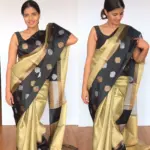 Cream Kora Silk Saree with Gold Zari Weaves - Image 5