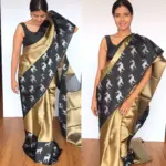 Gold Kora Silk Saree with Gold Zari Weaves - Image 4