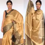 Gold Kora Silk Saree with Gold Zari Weaves - Image 2