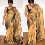 Gold Kora Silk Saree with Gold Zari Weaves
