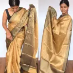 Gold Kora Silk Saree with Gold Zari Weaves - Image 3
